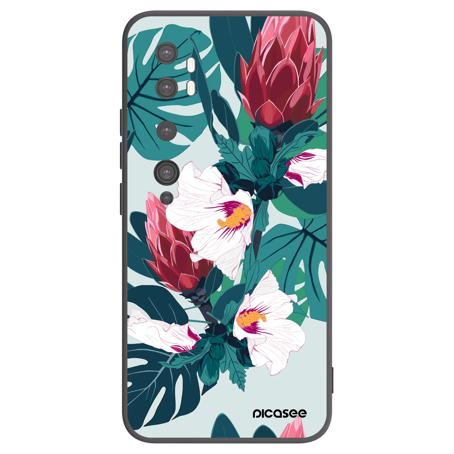 Picasee silikonový černý obal pro Xiaomi Mi Note 10 (Pro) - Rhododendron