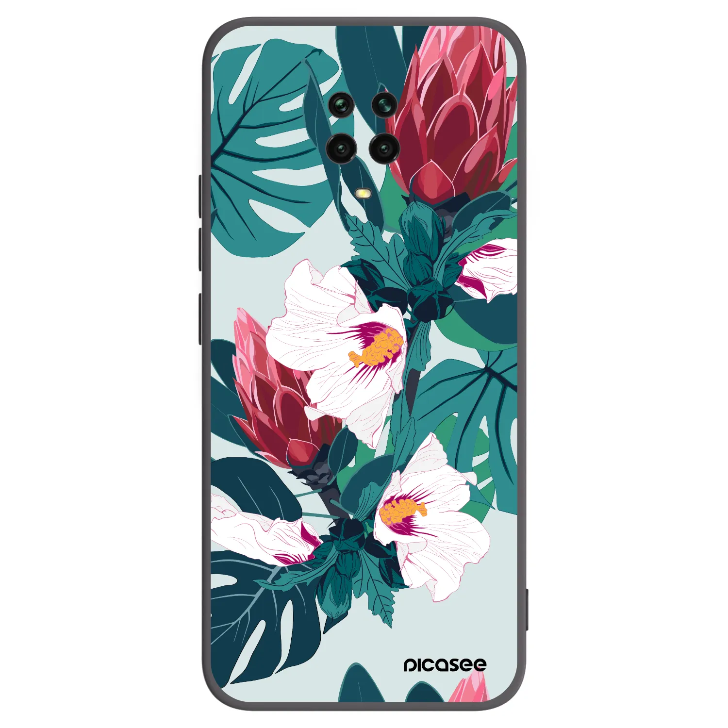 Picasee silikonový černý obal pro Xiaomi Redmi Note 9 Pro - Rhododendron