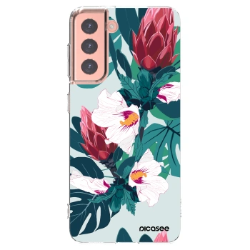 Picasee silikonový průhledný obal pro Samsung Galaxy S21 5G G991B - Rhododendron