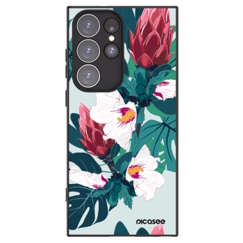 Picasee silikonový černý obal pro Samsung Galaxy S23 Ultra 5G - Rhododendron