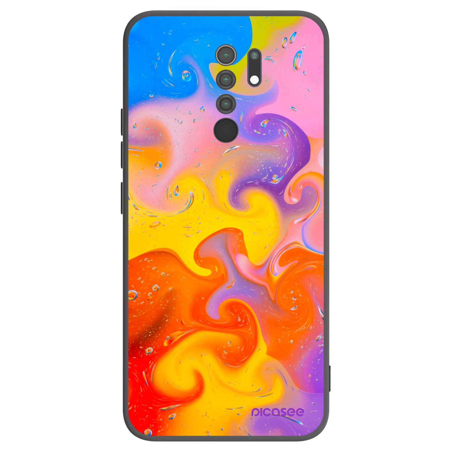 Picasee silikonový černý obal pro Xiaomi Redmi 9 - Bubbles