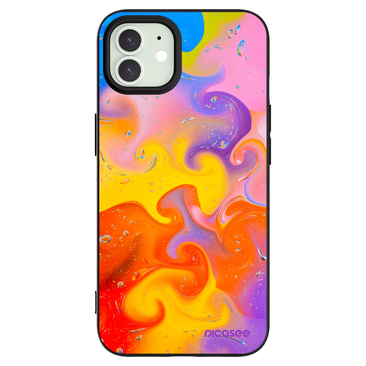 Picasee silikonový černý obal pro Apple iPhone 12 - Bubbles