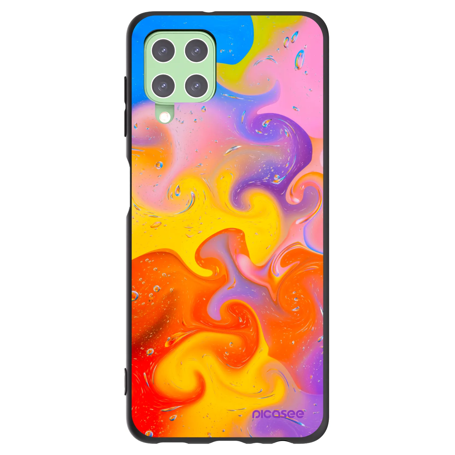 Picasee silikonový černý obal pro Samsung Galaxy A22 A225F 4G - Bubbles
