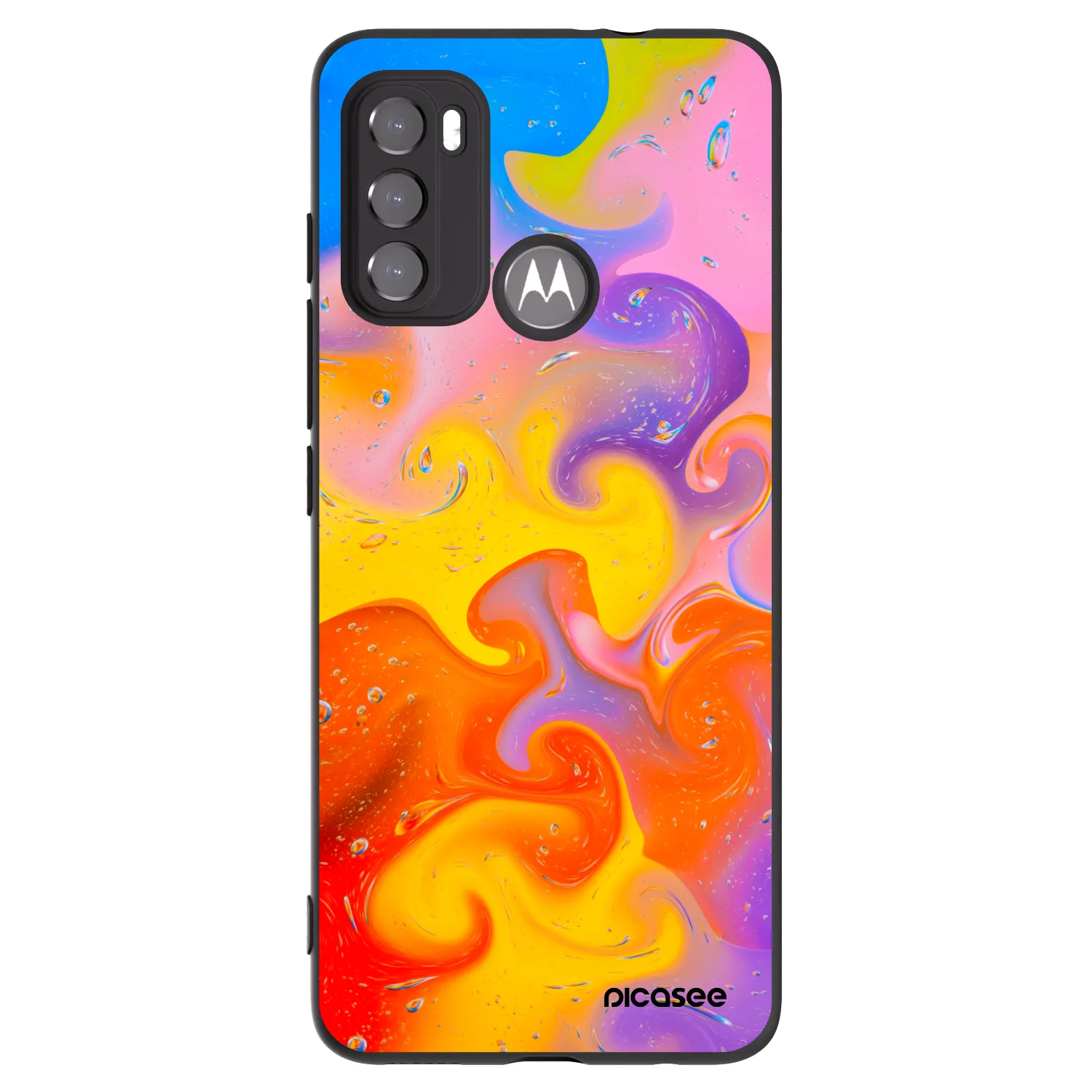 Picasee silikonový černý obal pro Motorola Moto G60 - Bubbles