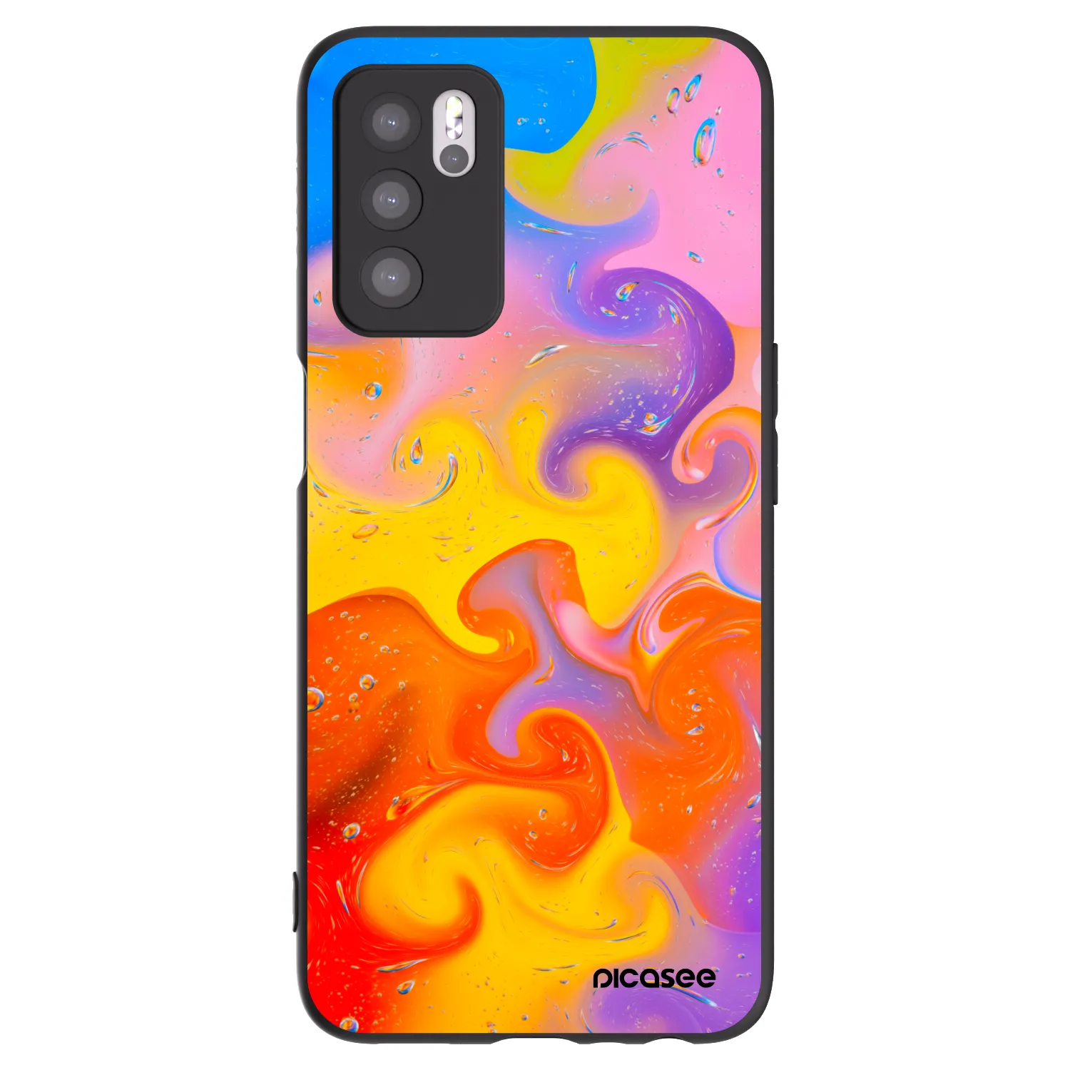 Picasee silikonový černý obal pro OPPO A16s - Bubbles