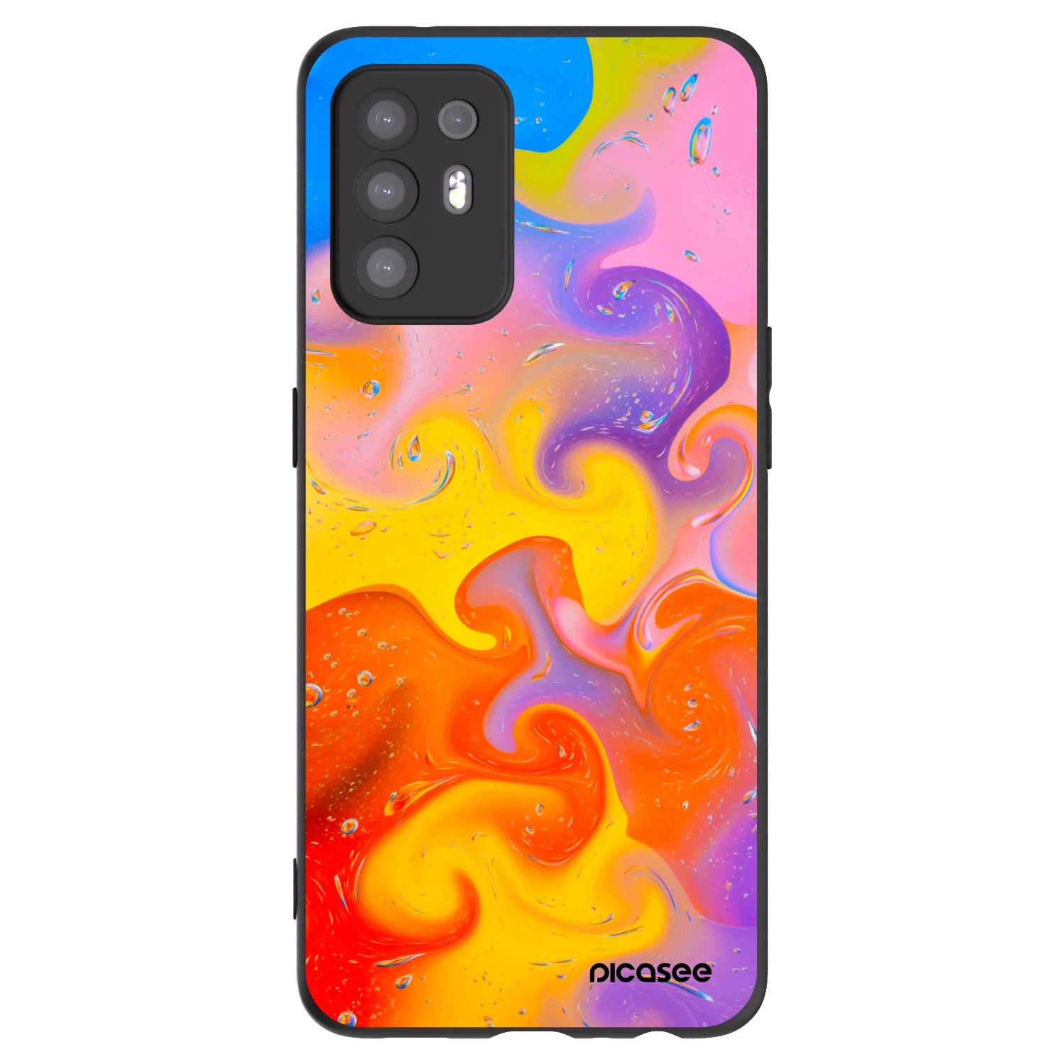 Picasee silikonový černý obal pro OPPO A94 5G - Bubbles