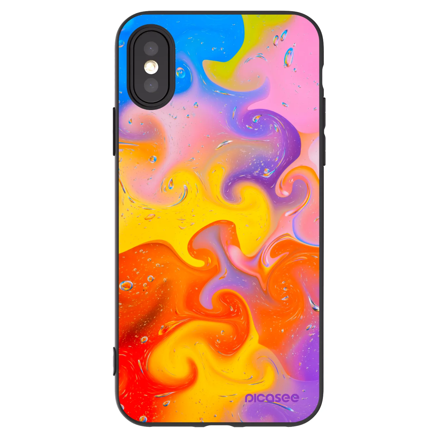 Picasee silikonový černý obal pro Apple iPhone X/XS - Bubbles
