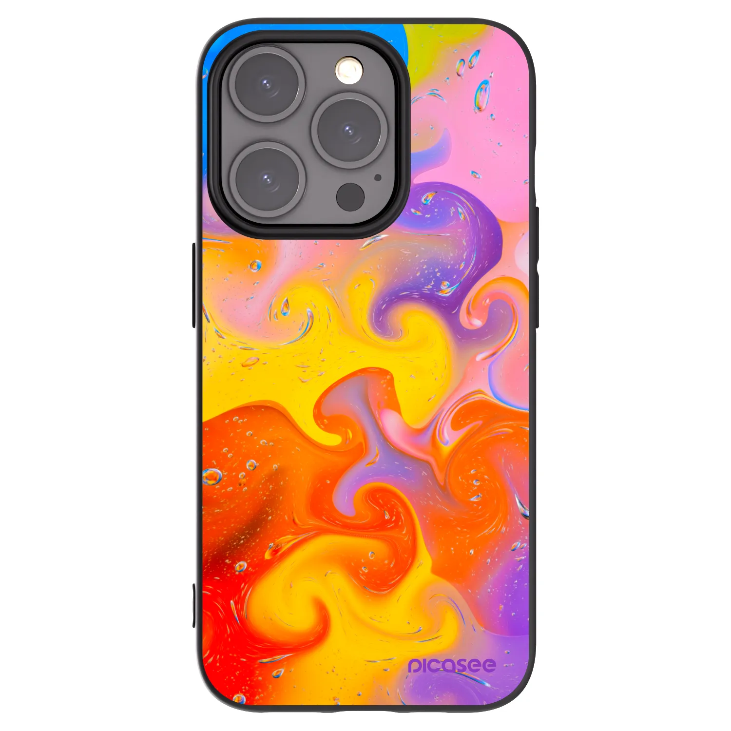 Picasee silikonový černý obal pro Apple iPhone 15 Pro - Bubbles