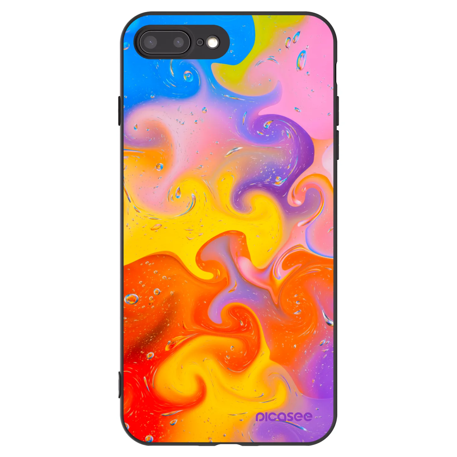 Picasee silikonový černý obal pro Apple iPhone 8 Plus - Bubbles