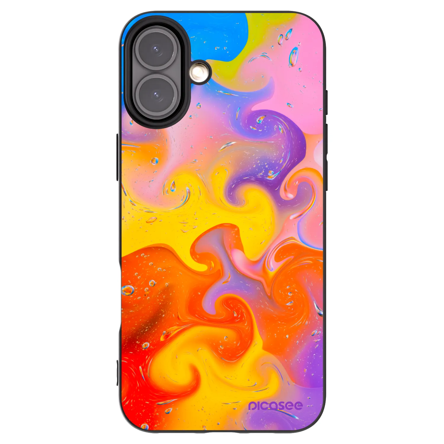 Picasee silikonový černý obal pro Apple iPhone 16 Plus - Bubbles