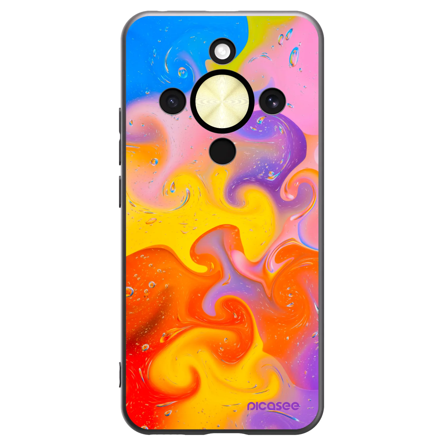 Picasee silikonový černý obal pro Honor Magic8 Lite 5G - Bubbles