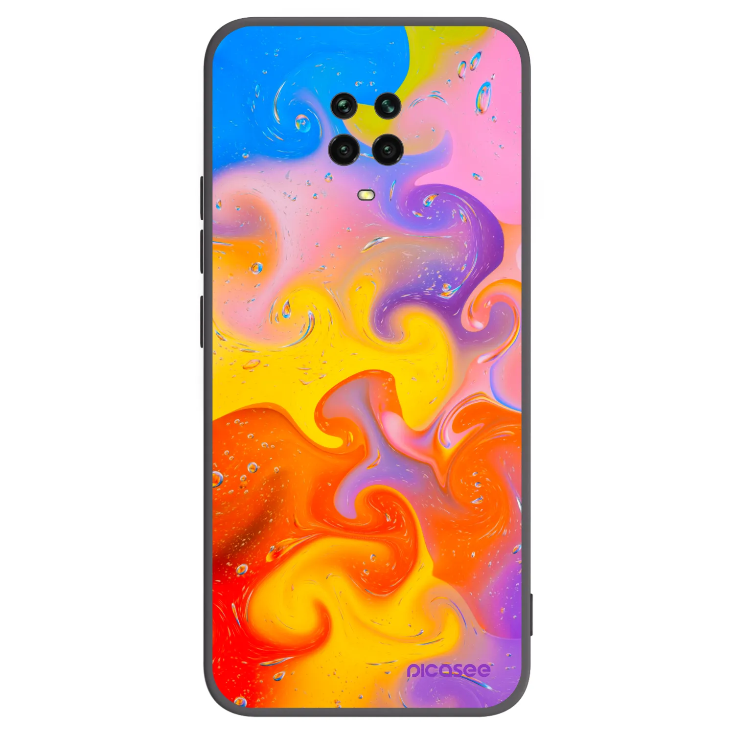Picasee silikonový černý obal pro Xiaomi Redmi Note 9 Pro - Bubbles