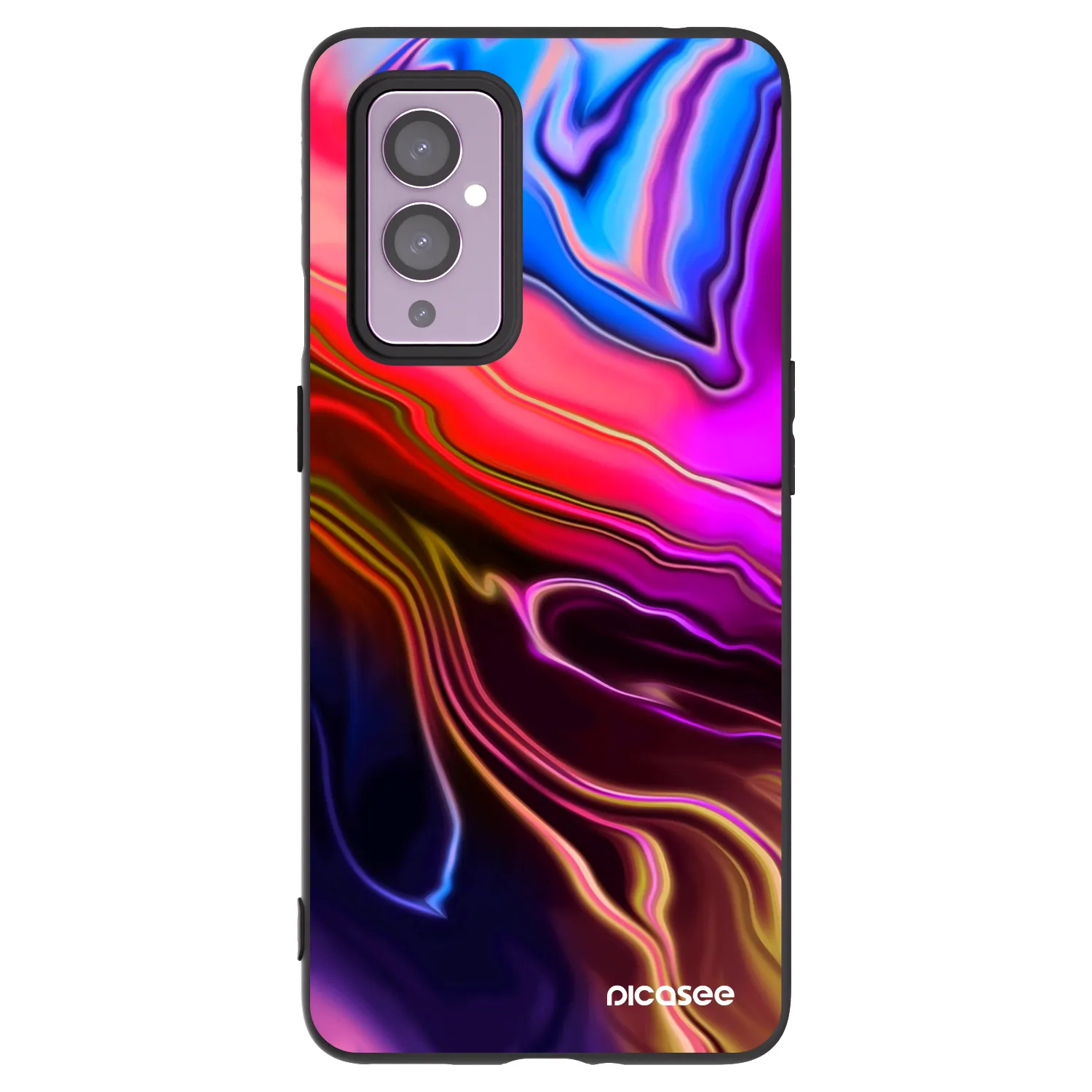 Picasee silikonový černý obal pro OnePlus 9 - Electric