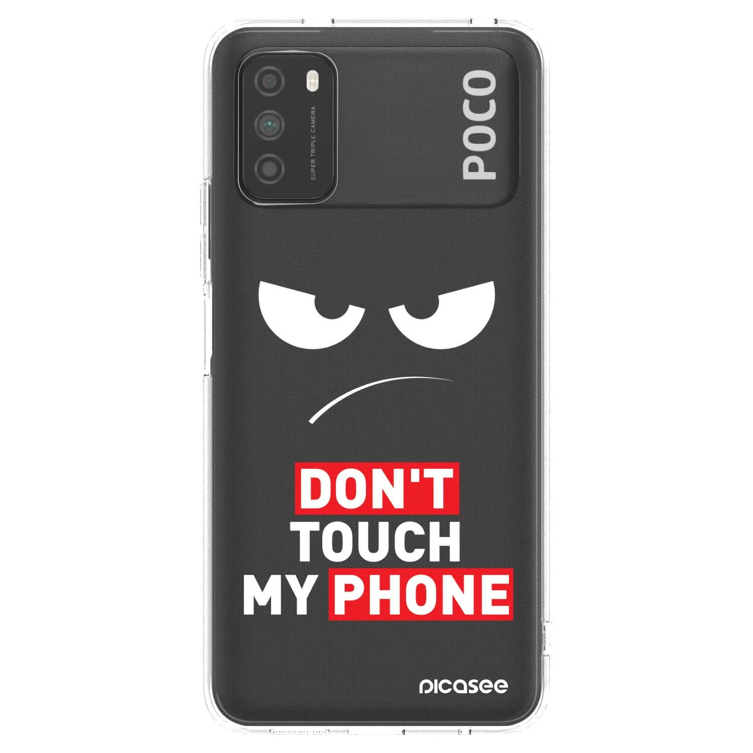 Picasee silikonový průhledný obal pro Xiaomi Poco M3 - Angry Eyes - Transparent