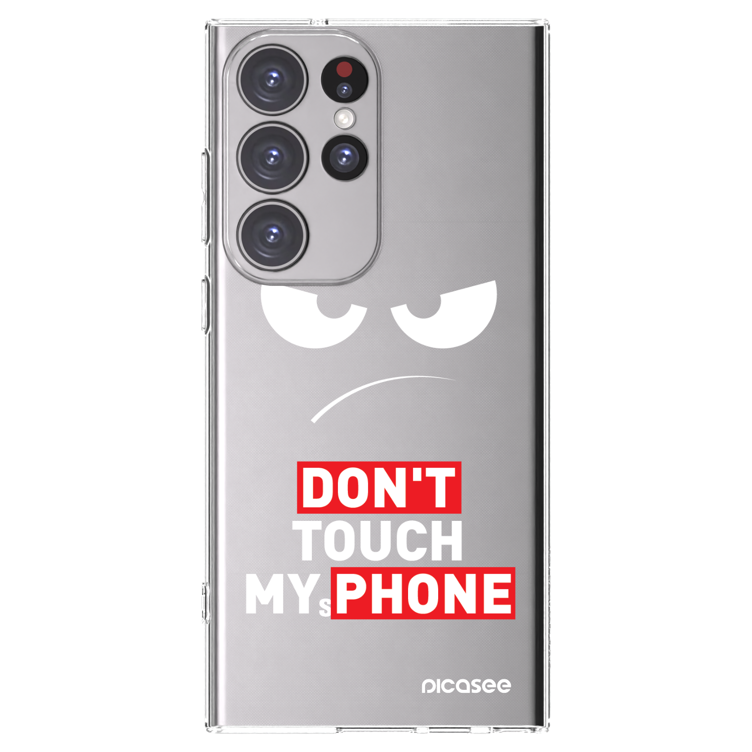 Picasee silikonový průhledný obal pro Samsung Galaxy S23 Ultra 5G - Angry Eyes - Transparent