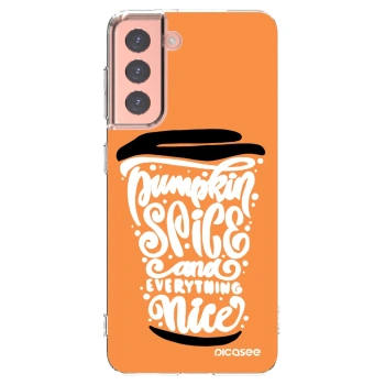 Picasee silikonový průhledný obal pro Samsung Galaxy S21 5G G991B - Pumpkin coffee