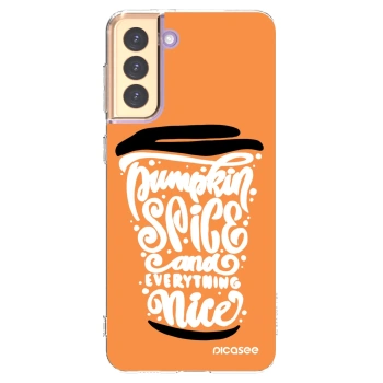 Picasee silikonový průhledný obal pro Samsung Galaxy S21+ 5G G996F - Pumpkin coffee