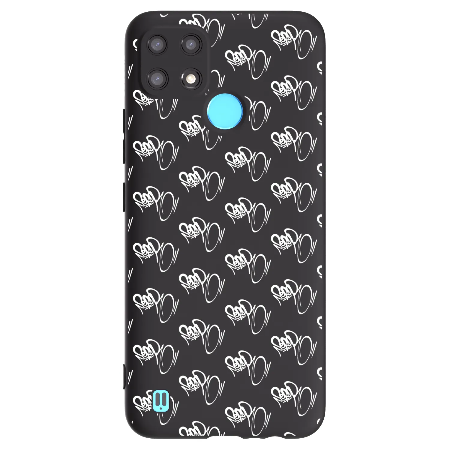Picasee silikonový černý obal pro Realme C21 - Separ - White On Black