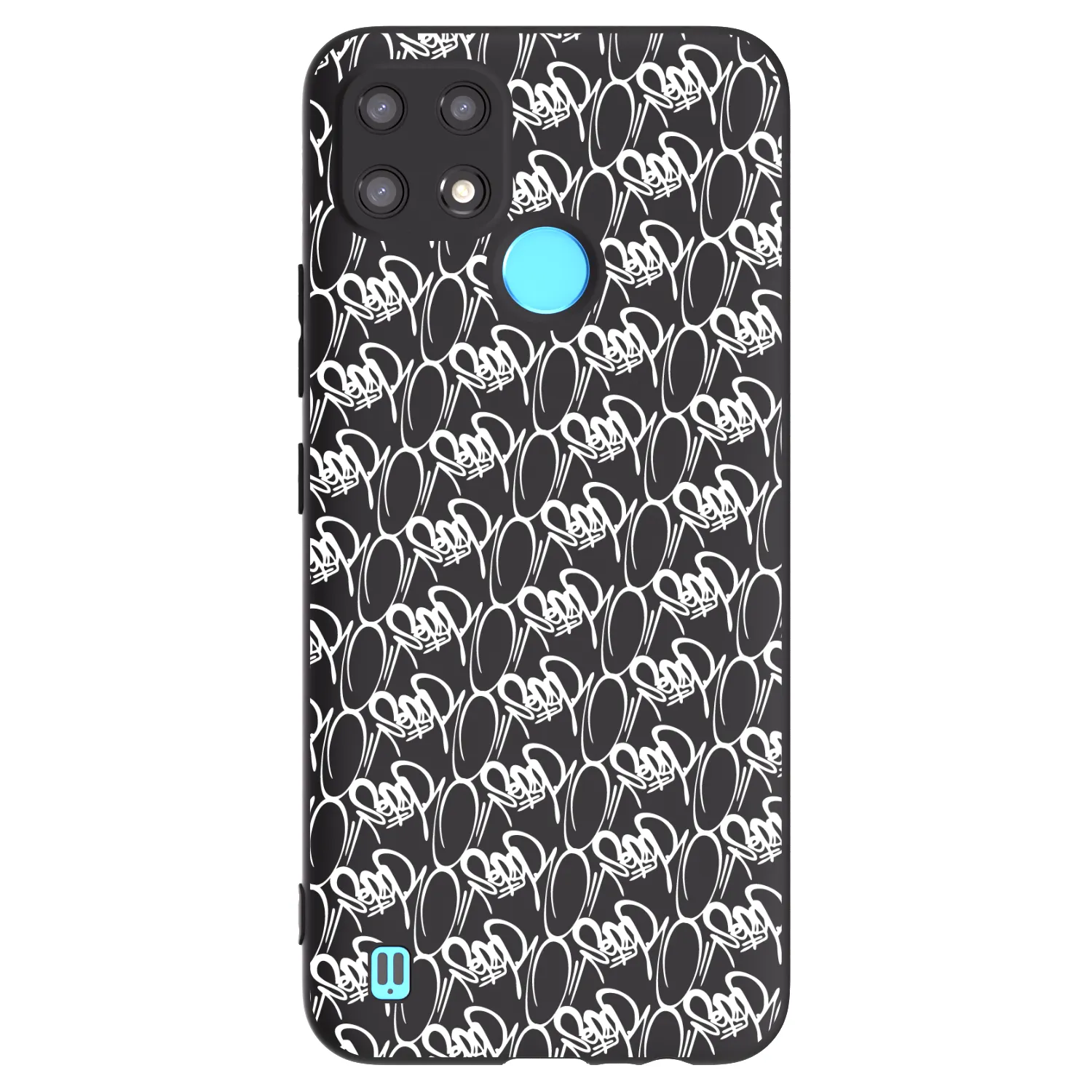 Picasee silikonový černý obal pro Realme C21 - Separ - White On Black 2