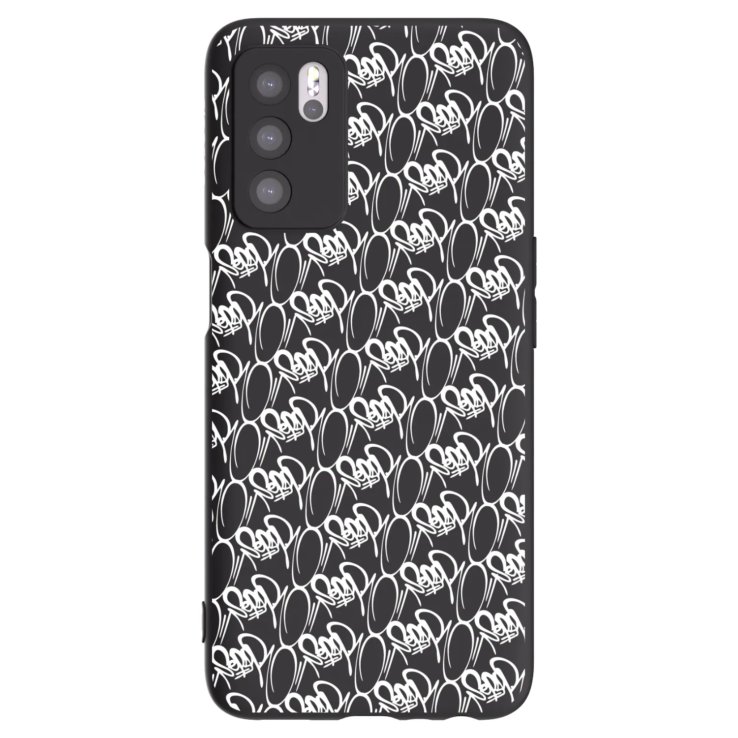 Picasee silikonový černý obal pro OPPO A16s - Separ - White On Black 2