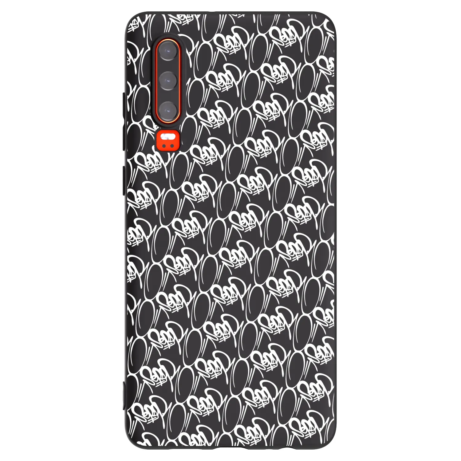 Picasee silikonový černý obal pro Huawei P30 - Separ - White On Black 2