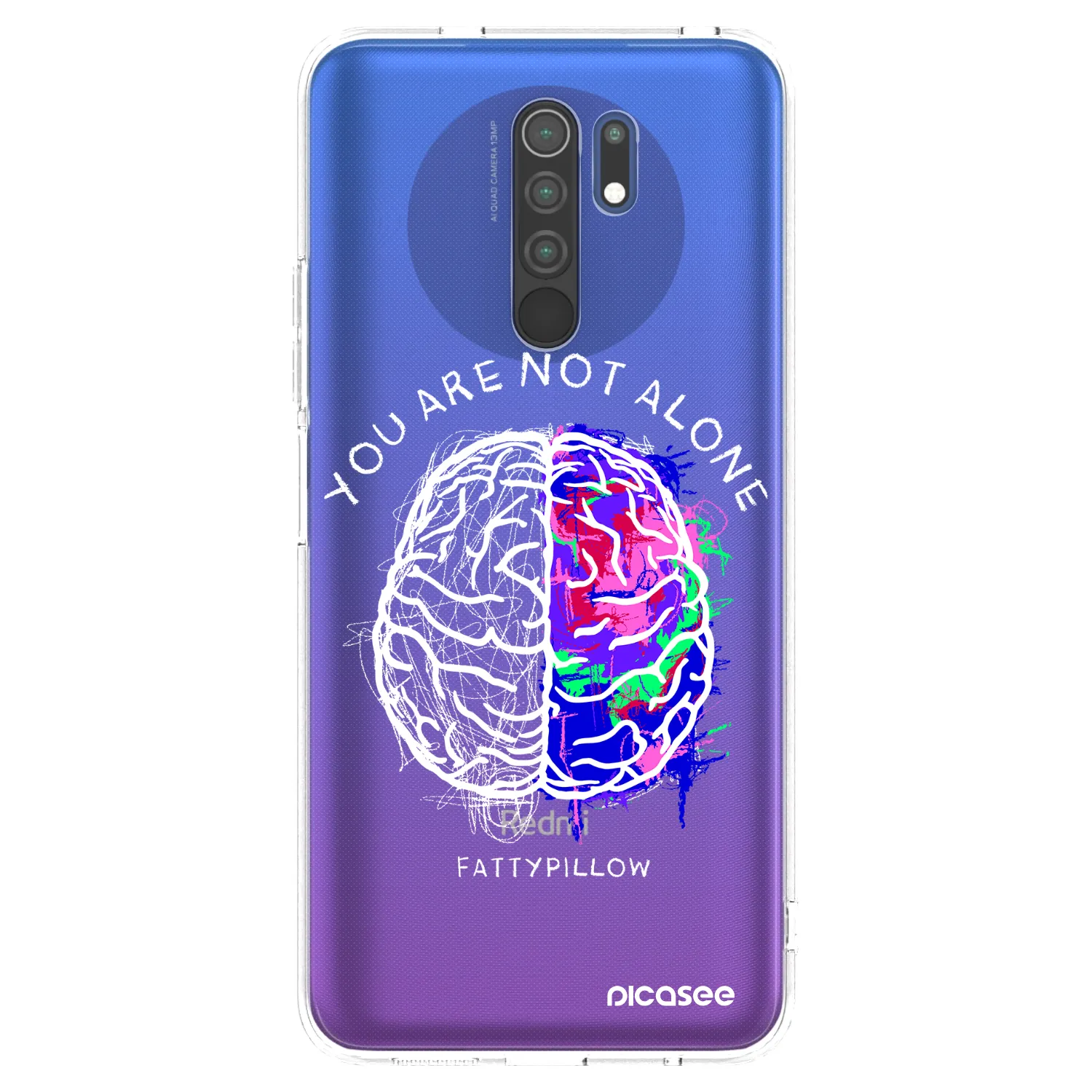 Picasee silikonový průhledný obal pro Xiaomi Redmi 9 - Brain - White
