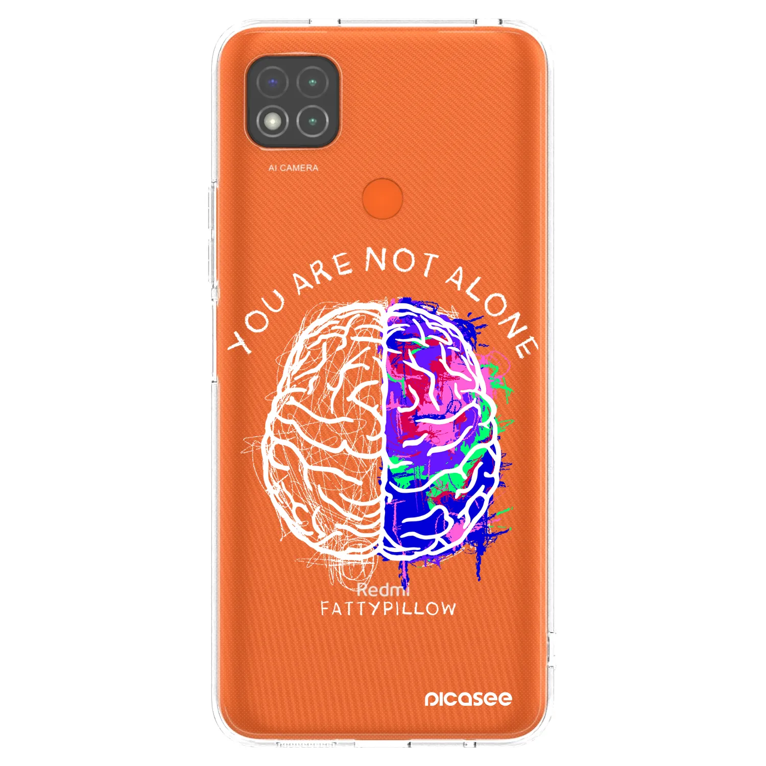 Picasee silikonový průhledný obal pro Xiaomi Redmi 9C - Brain - White