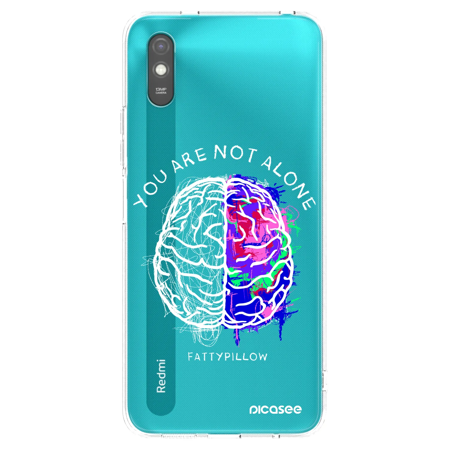 Picasee silikonový průhledný obal pro Xiaomi Redmi 9A - Brain - White
