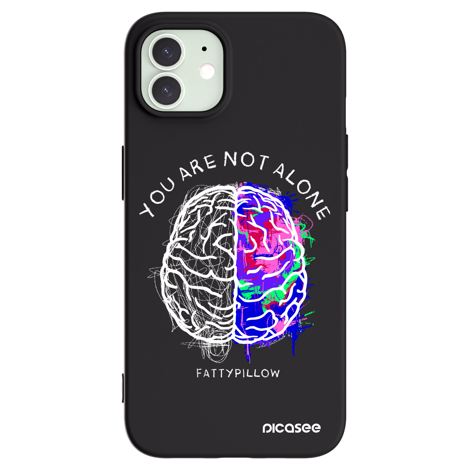 Picasee silikonový černý obal pro Apple iPhone 12 - Brain - White