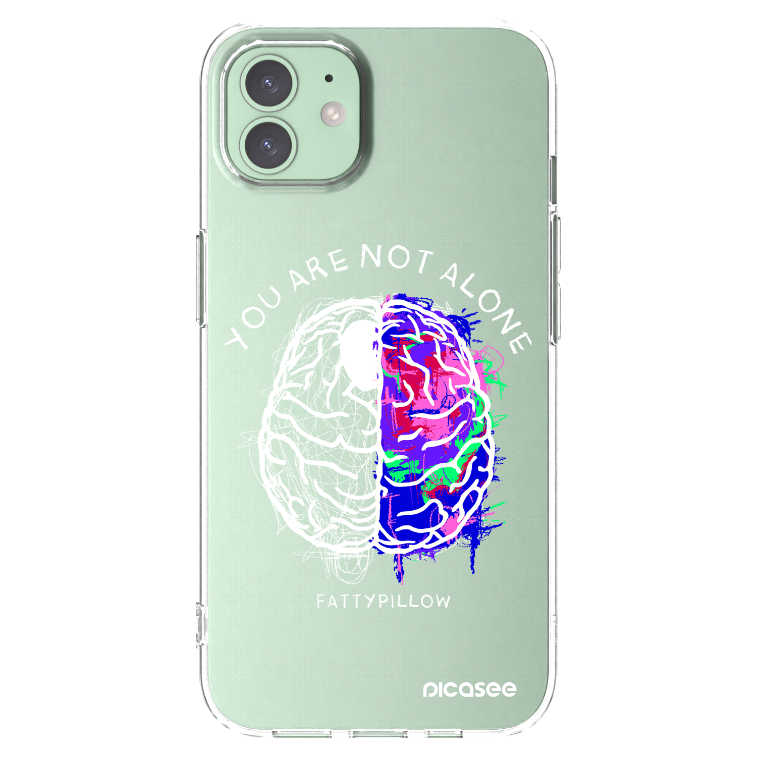 Picasee silikonový průhledný obal pro Apple iPhone 12 Pro - Brain - White