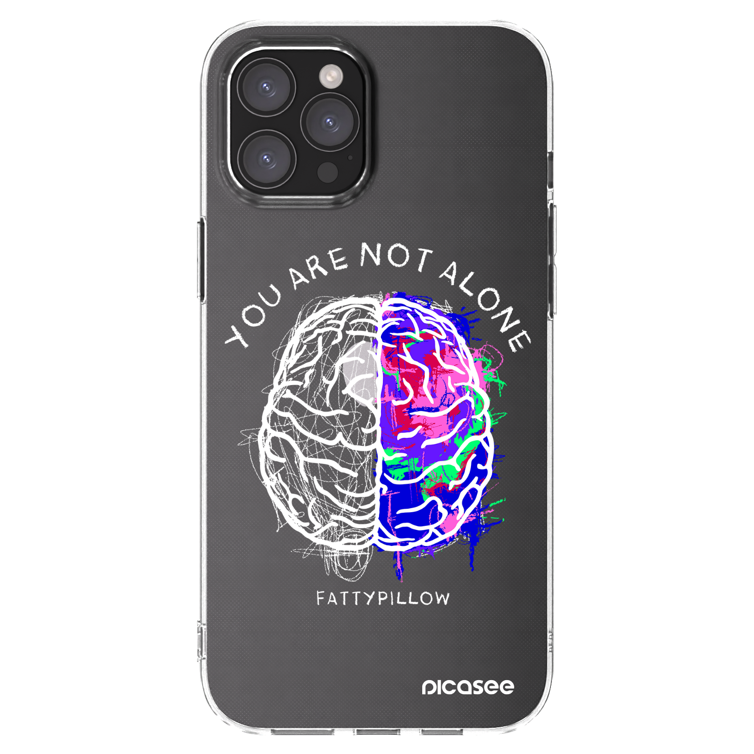 Picasee silikonový průhledný obal pro Apple iPhone 12 Pro Max - Brain - White