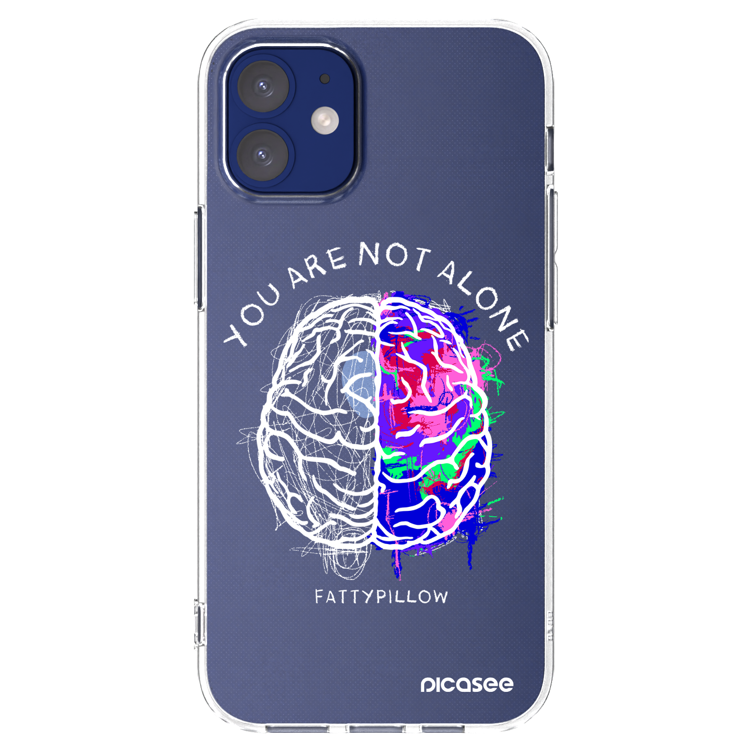 Picasee silikonový průhledný obal pro Apple iPhone 12 mini - Brain - White