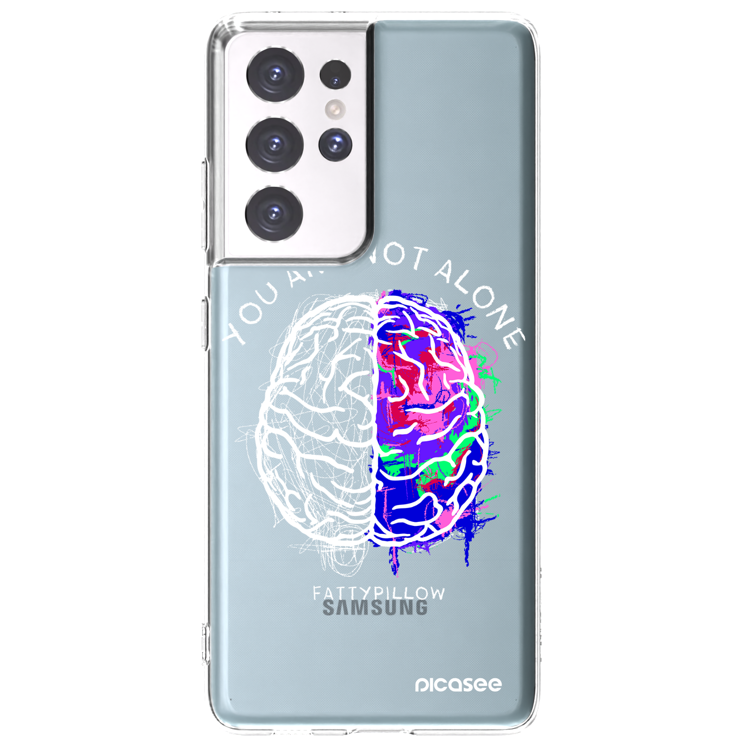 Picasee silikonový průhledný obal pro Samsung Galaxy S21 Ultra 5G G998B - Brain - White