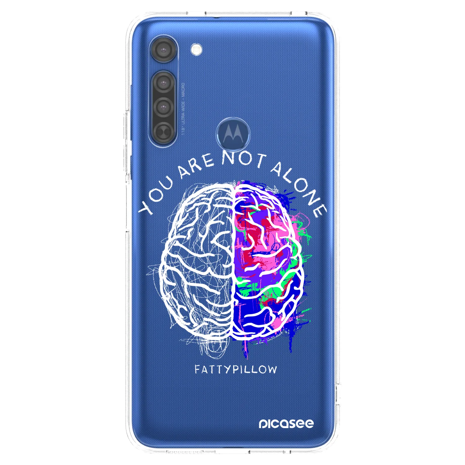 Picasee silikonový průhledný obal pro Motorola Moto G8 - Brain - White