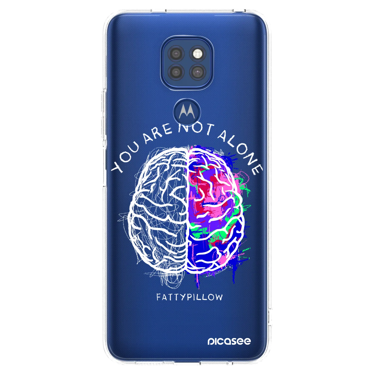 Picasee silikonový průhledný obal pro Motorola Moto G9 Play - Brain - White