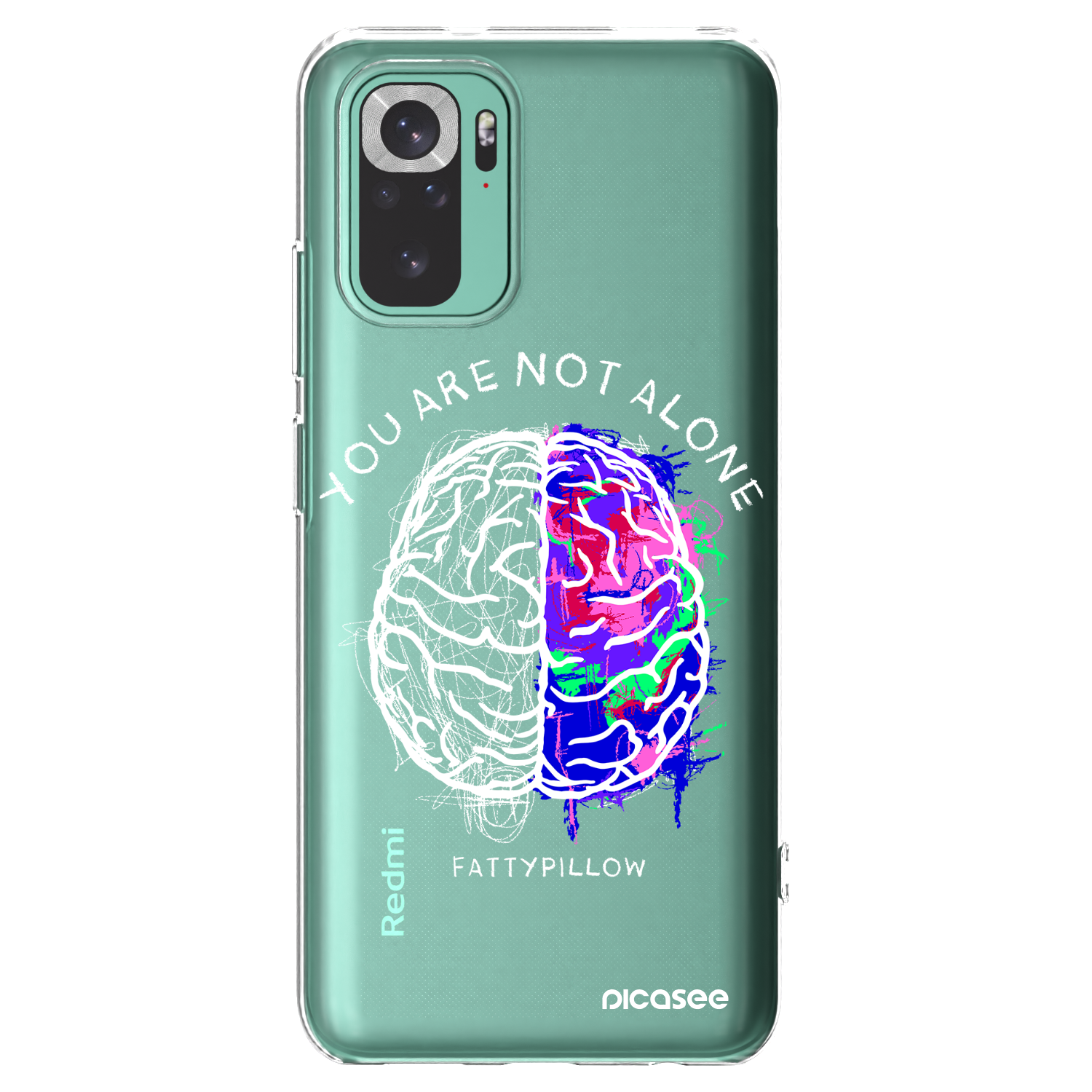Picasee silikonový průhledný obal pro Xiaomi Redmi Note 10 Pro - Brain - White