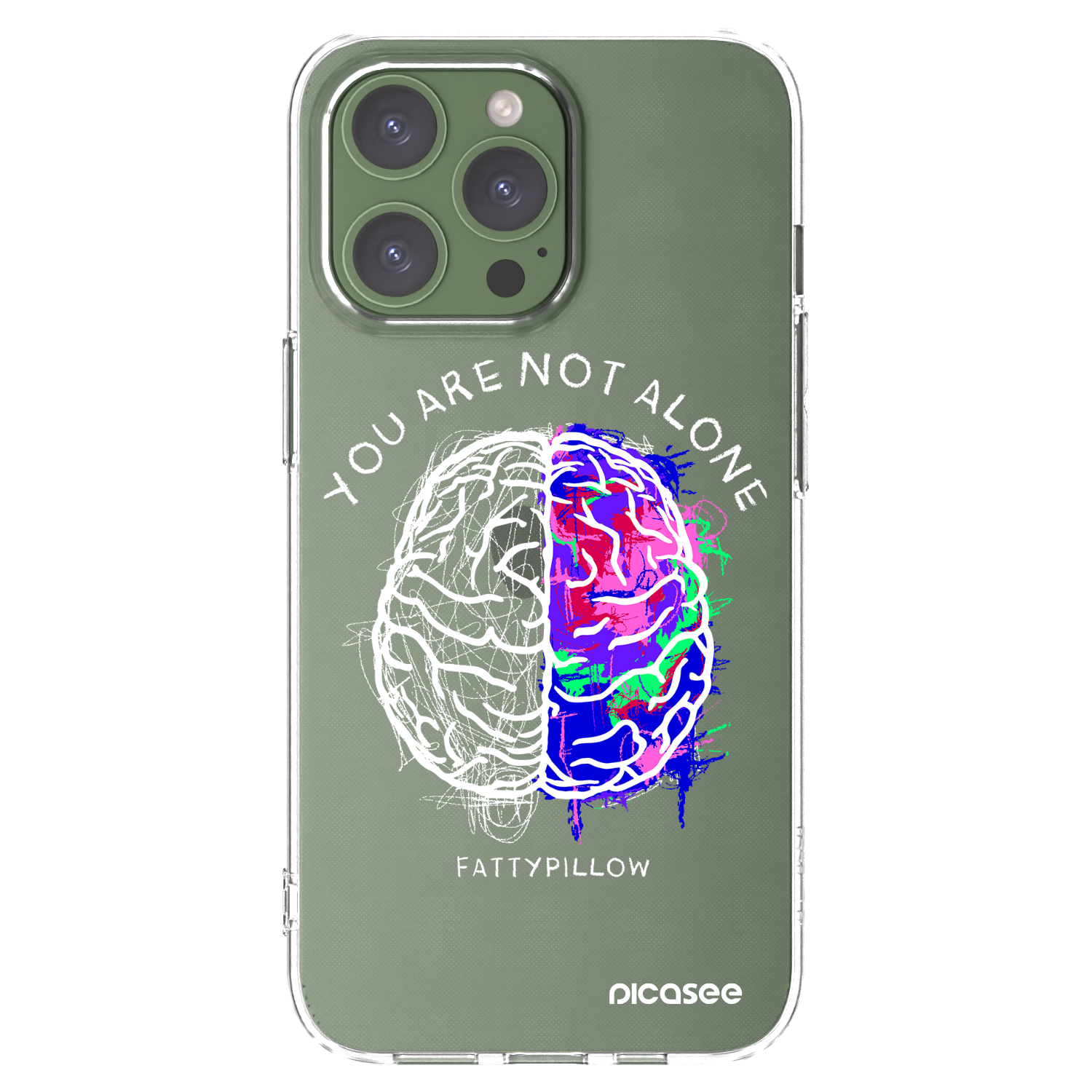 Picasee silikonový průhledný obal pro Apple iPhone 13 Pro - Brain - White
