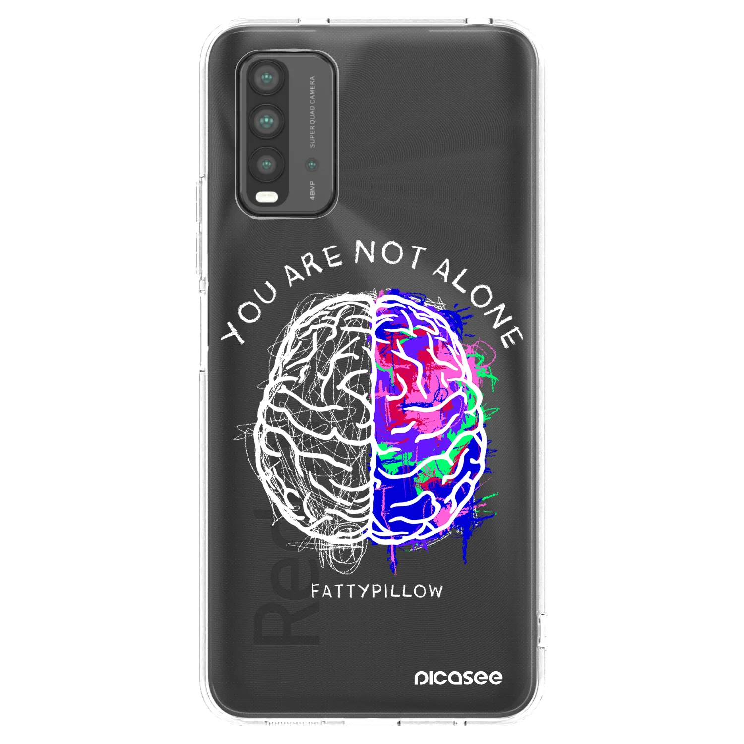 Picasee silikonový černý obal pro Xiaomi Redmi 9T - Brain - White