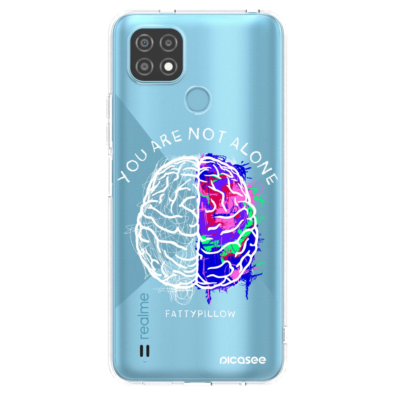 Picasee silikonový průhledný obal pro Realme C21 - Brain - White