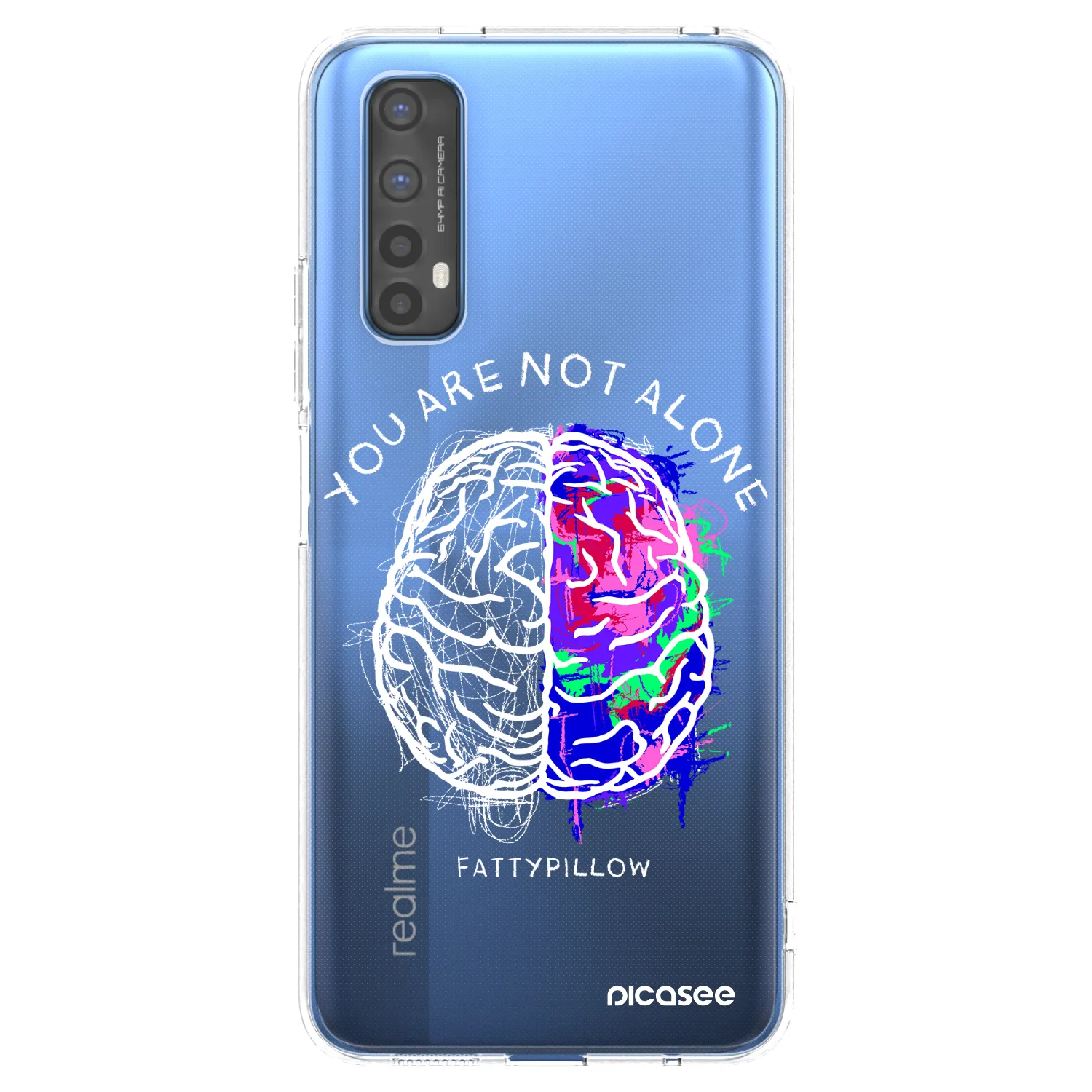 Picasee silikonový průhledný obal pro Realme 7 - Brain - White
