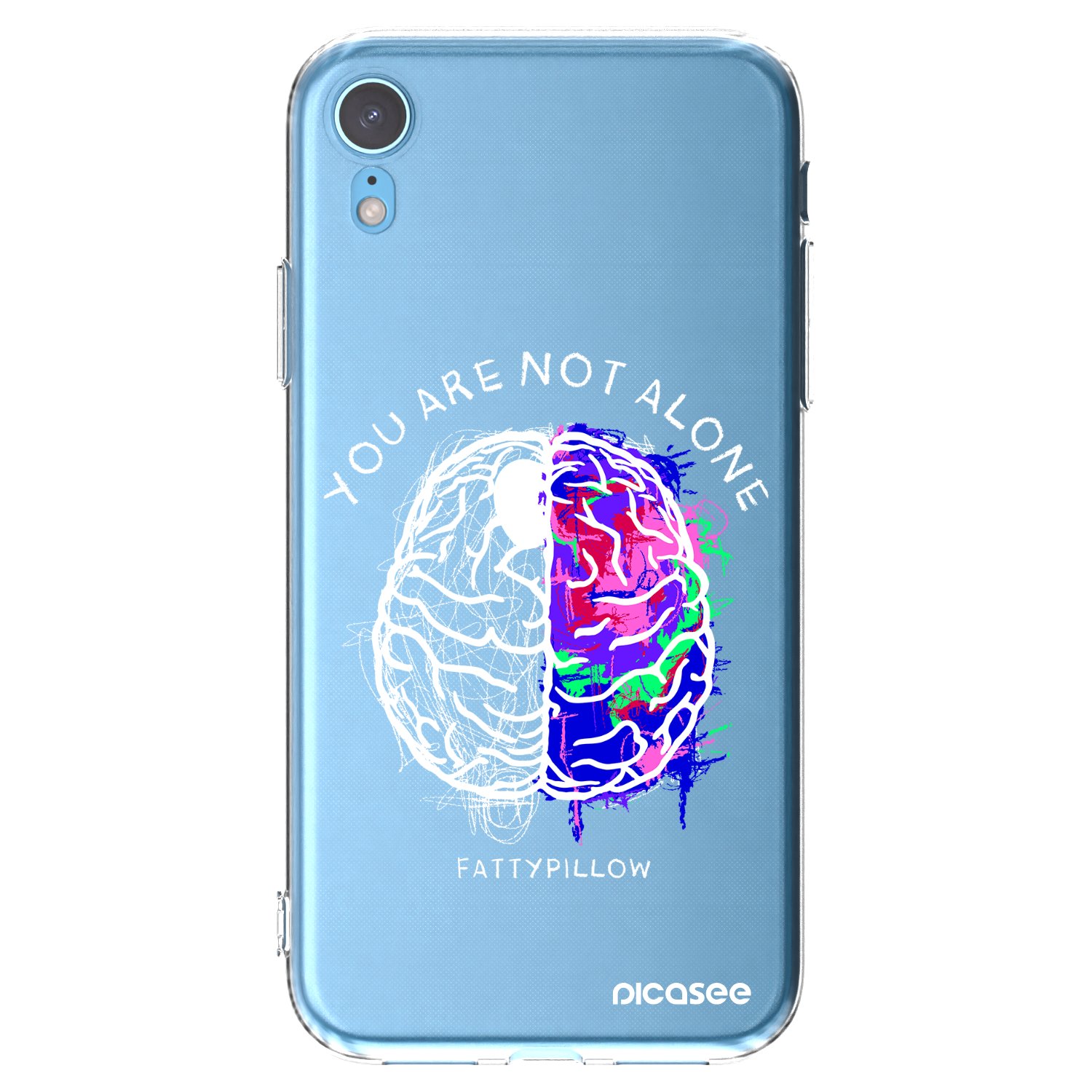 Picasee silikonový průhledný obal pro Apple iPhone XR - Brain - White