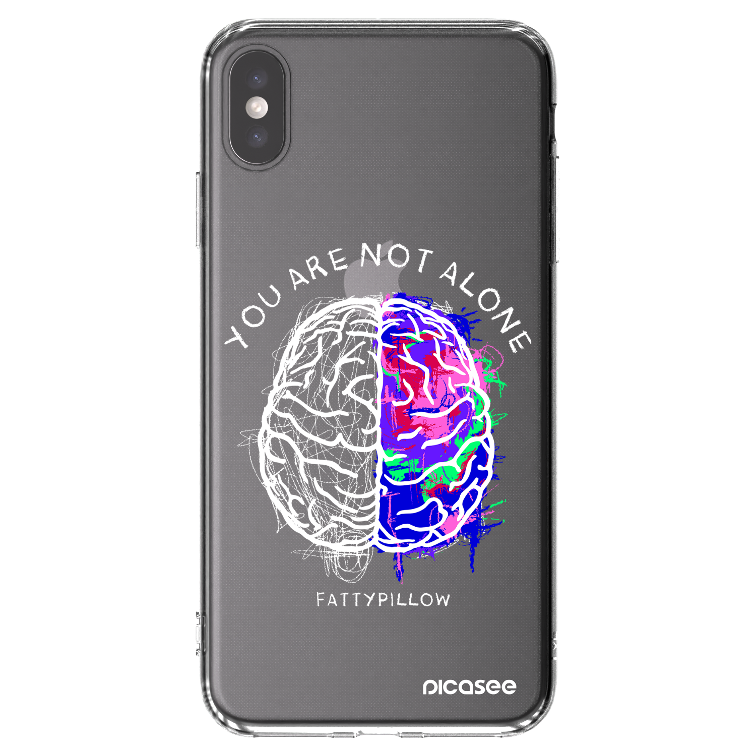Picasee silikonový průhledný obal pro Apple iPhone XS Max - Brain - White