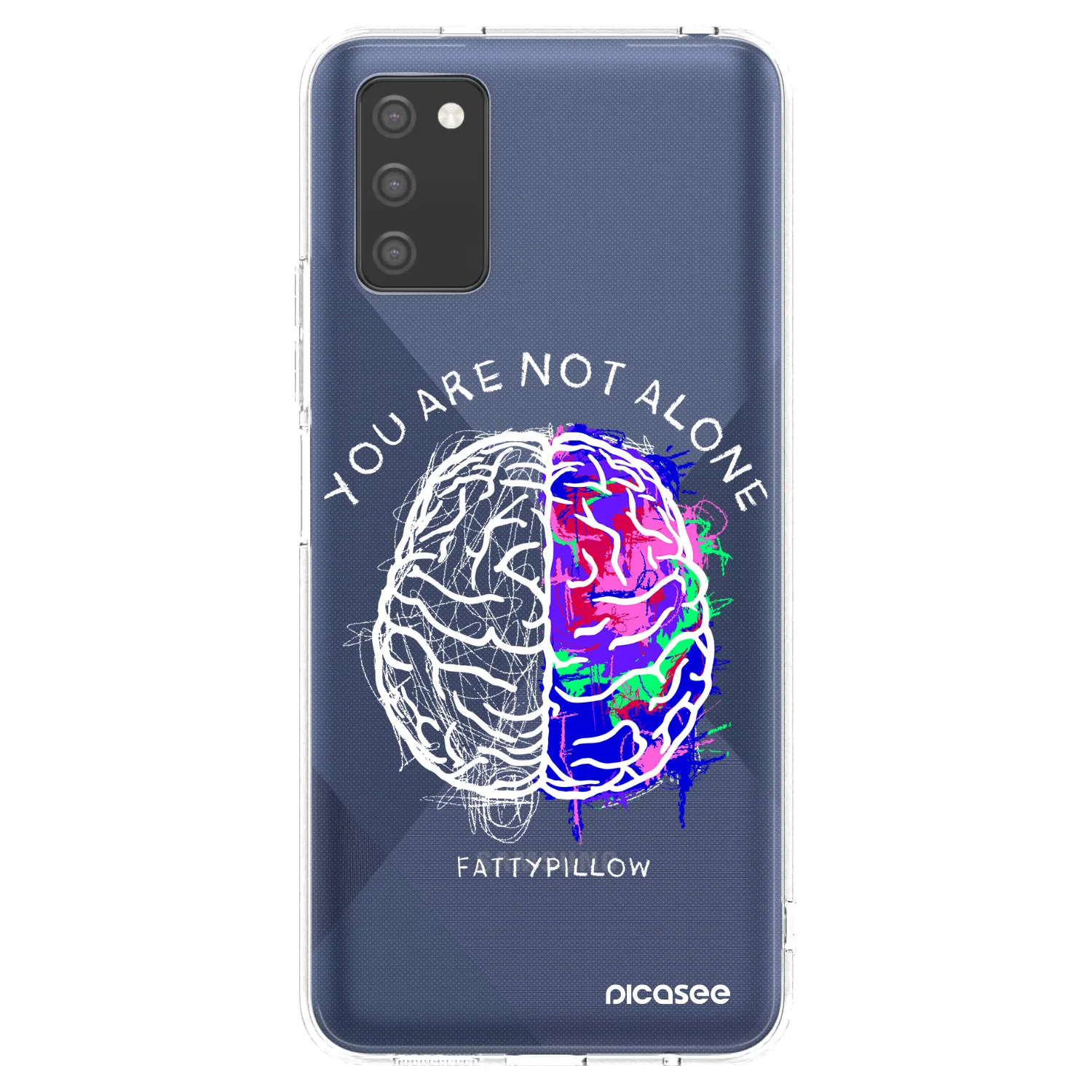 Picasee silikonový průhledný obal pro Samsung Galaxy A03s A037G - Brain - White
