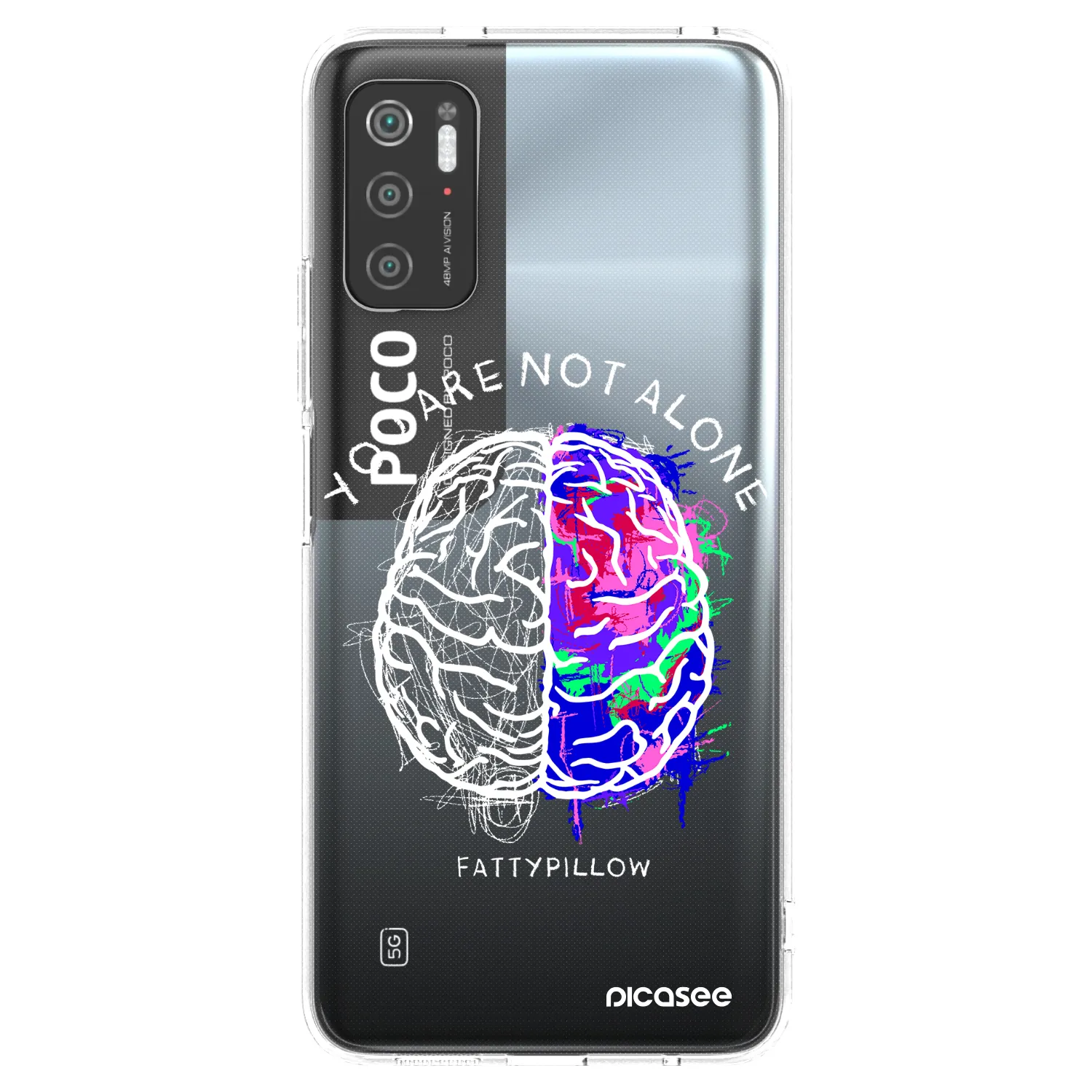 Picasee silikonový průhledný obal pro Xiaomi Poco M3 Pro 5G - Brain - White