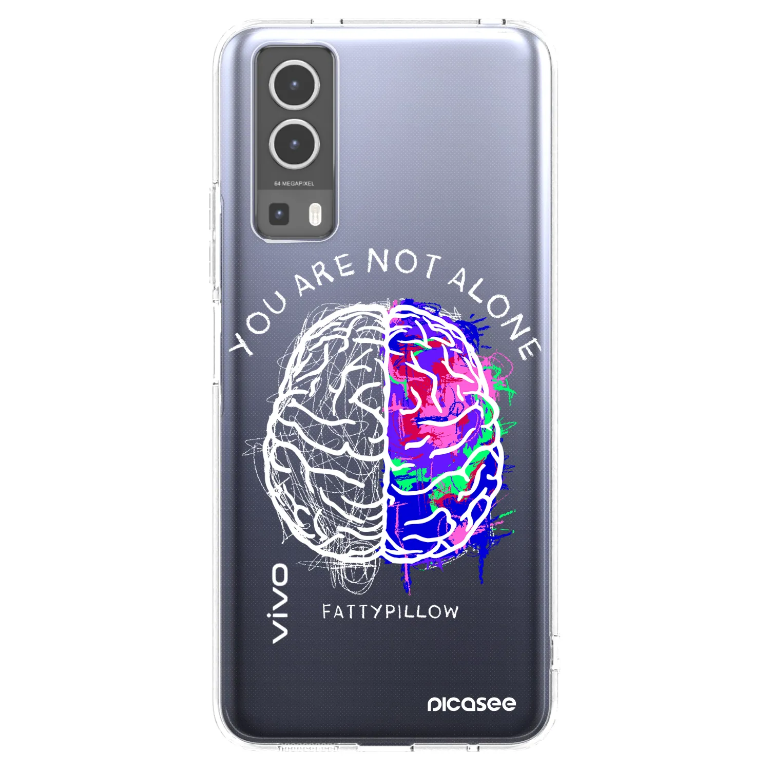 Picasee silikonový průhledný obal pro Vivo Y72 5G - Brain - White