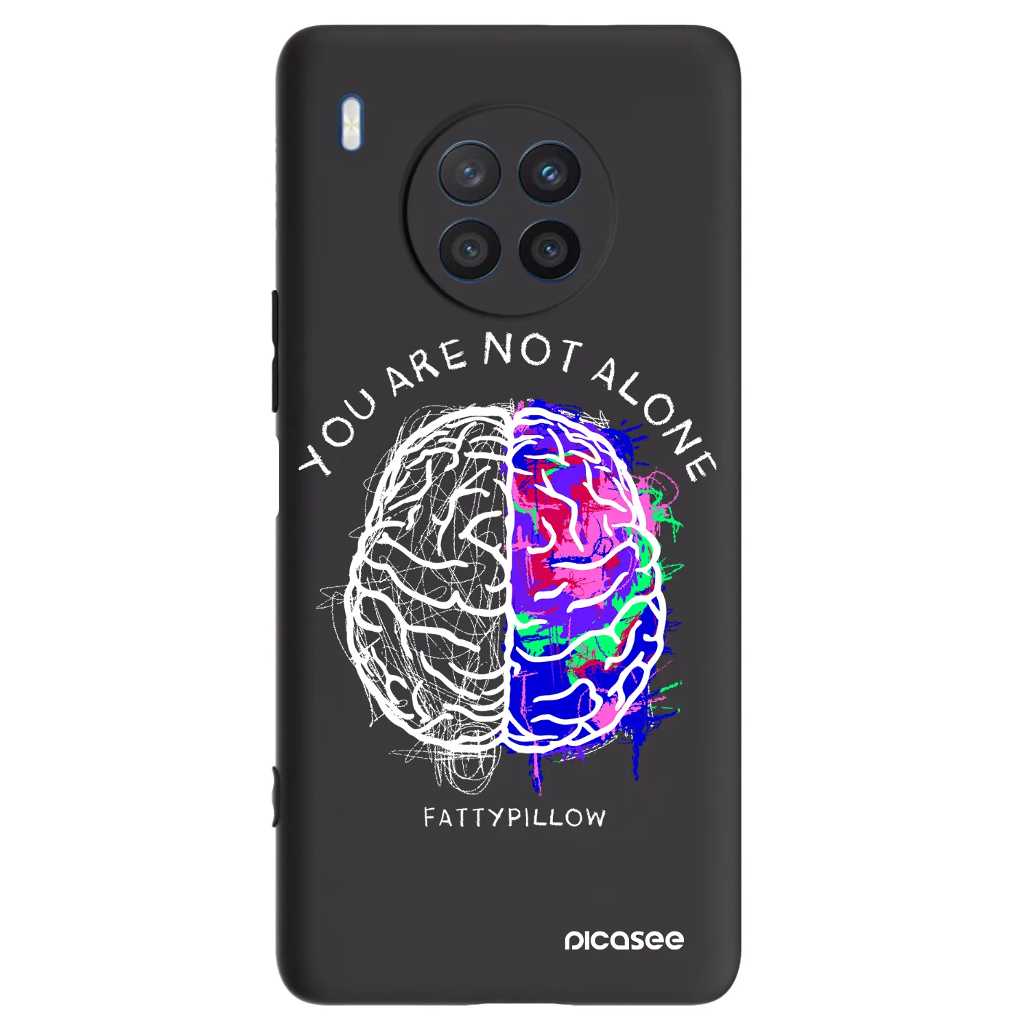 Picasee silikonový černý obal pro Honor 50 Lite - Brain - White