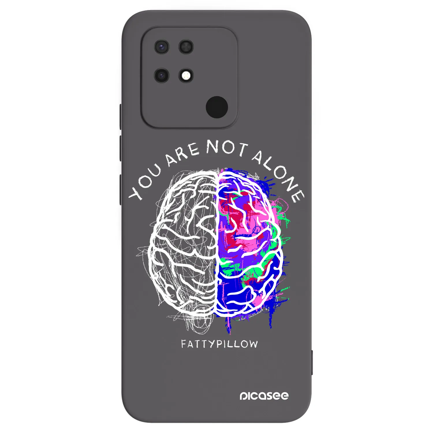Picasee silikonový černý obal pro Xiaomi Redmi 10C - Brain - White
