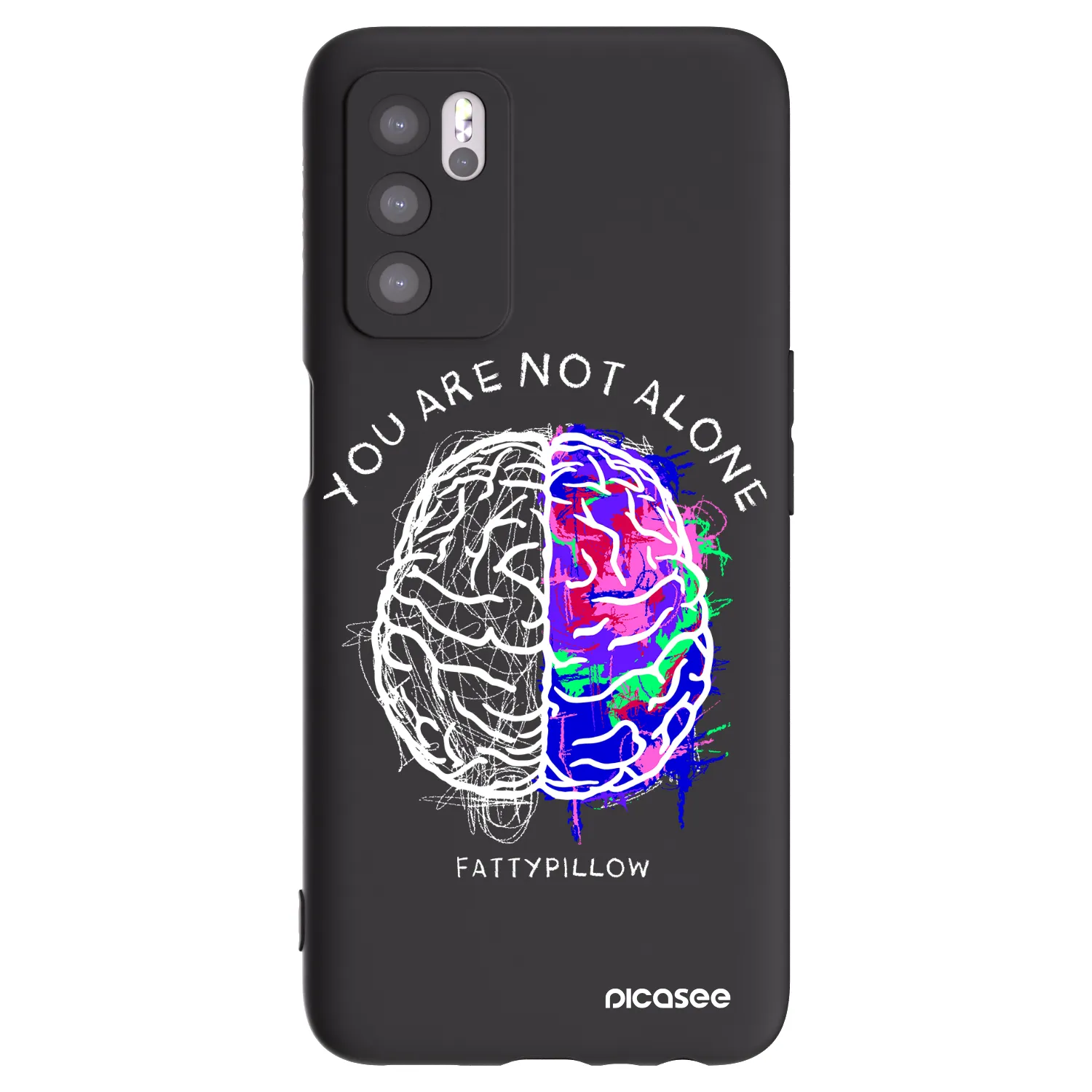 Picasee silikonový černý obal pro OPPO A16s - Brain - White