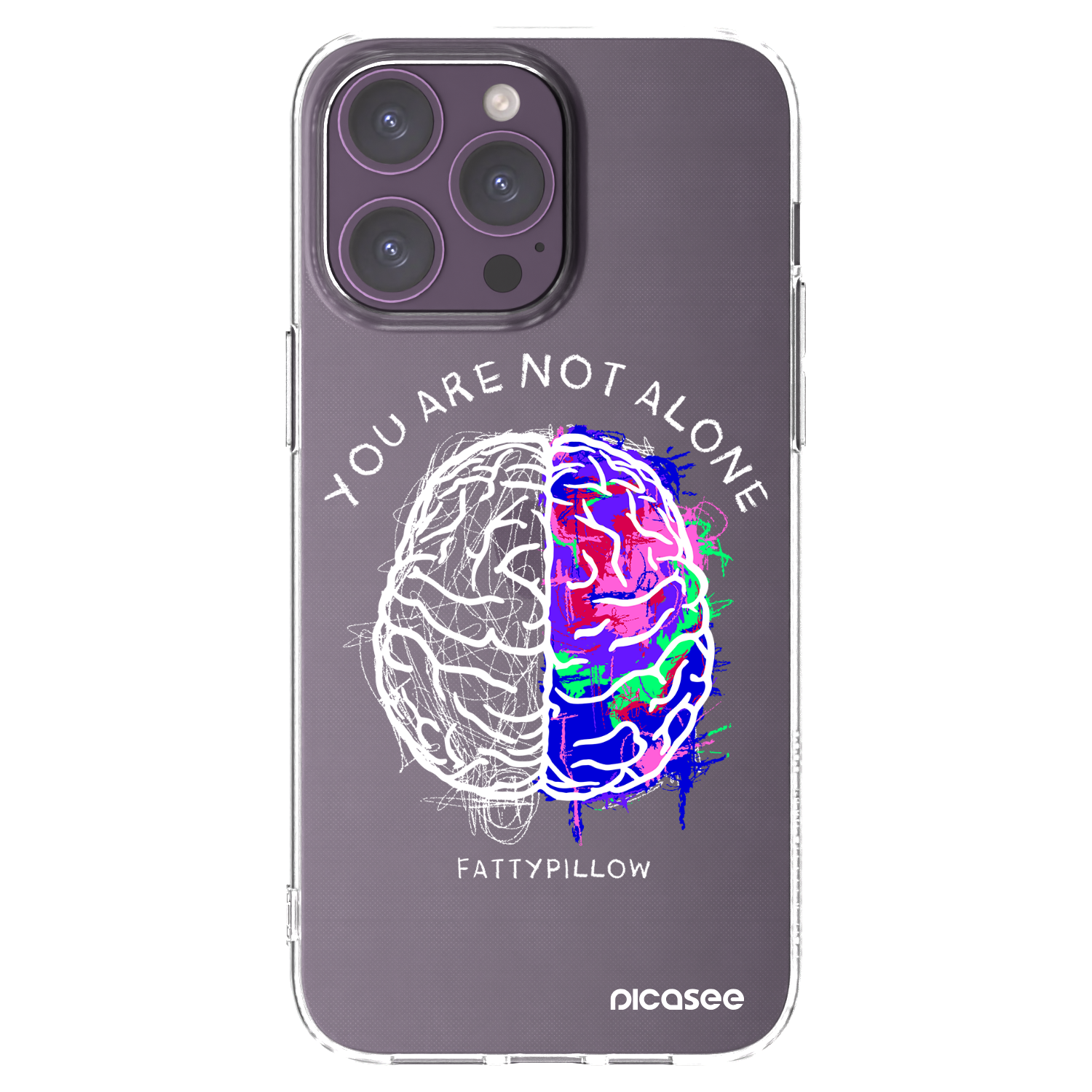 Picasee silikonový průhledný obal pro Apple iPhone 14 Pro Max - Brain - White