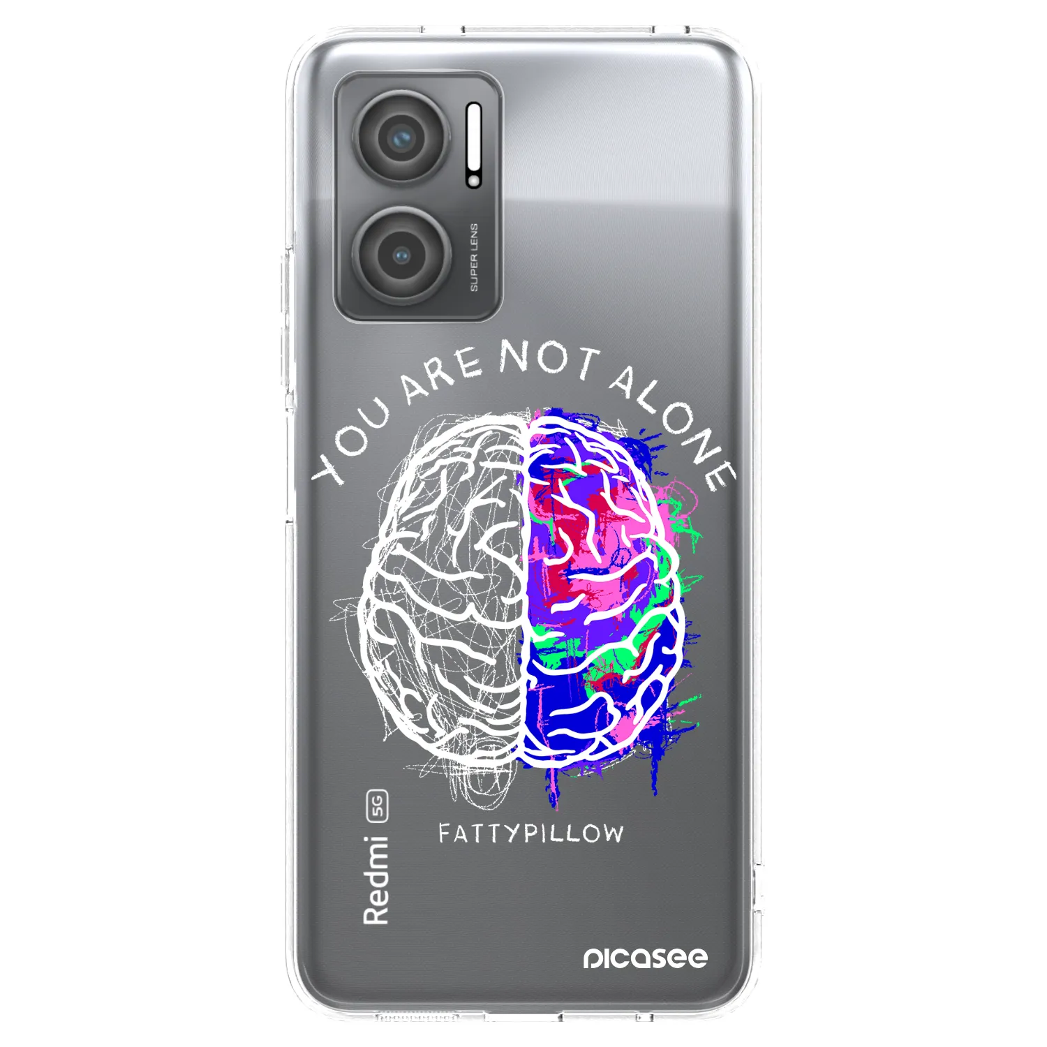 Picasee silikonový průhledný obal pro Xiaomi Redmi 10 5G - Brain - White
